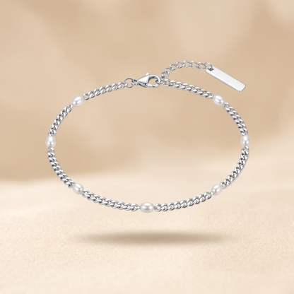 Asea Freshwater Pearl Chain Anklet — Silver Color