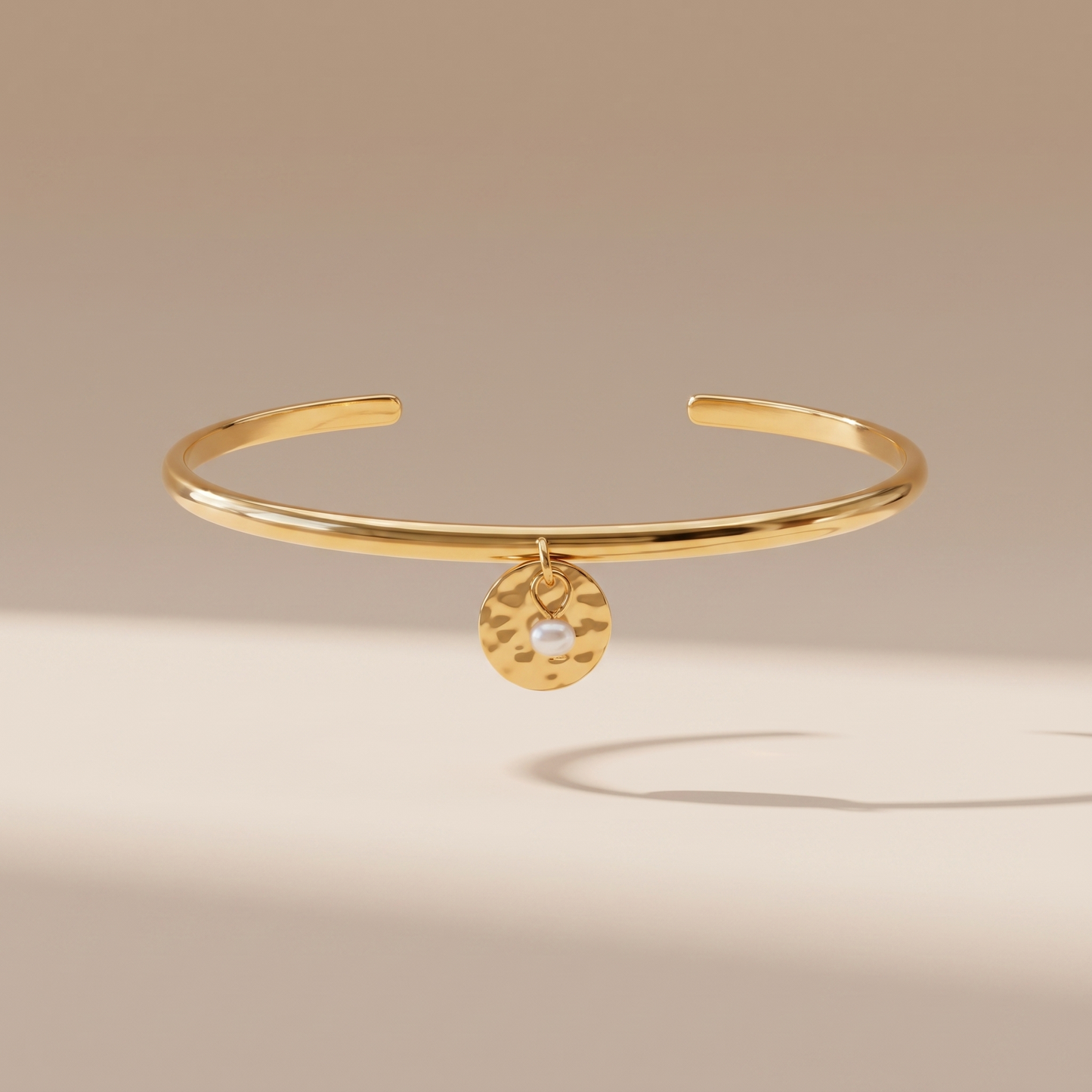 Asea Islet Hammered Pearl Bangle — front view