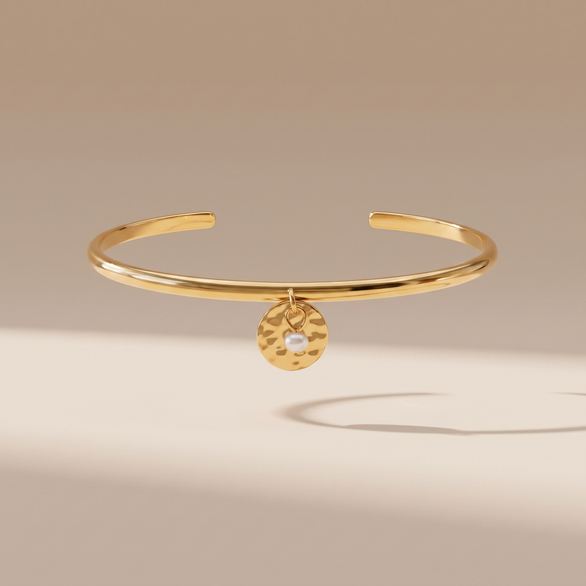 Asea Islet Hammered Pearl Bangle — front view