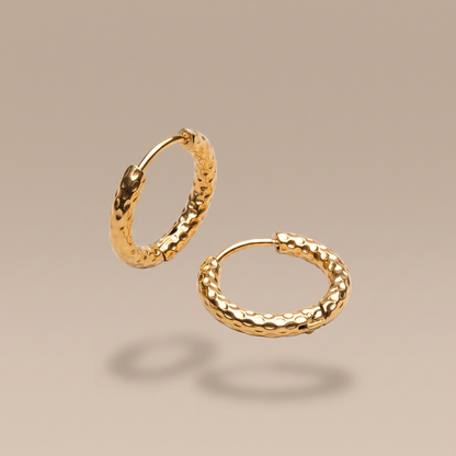 Asea Hammered Gold Hoops — front view