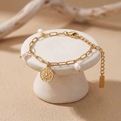 Asea Sun Charm Pearl Bracelet — angle
