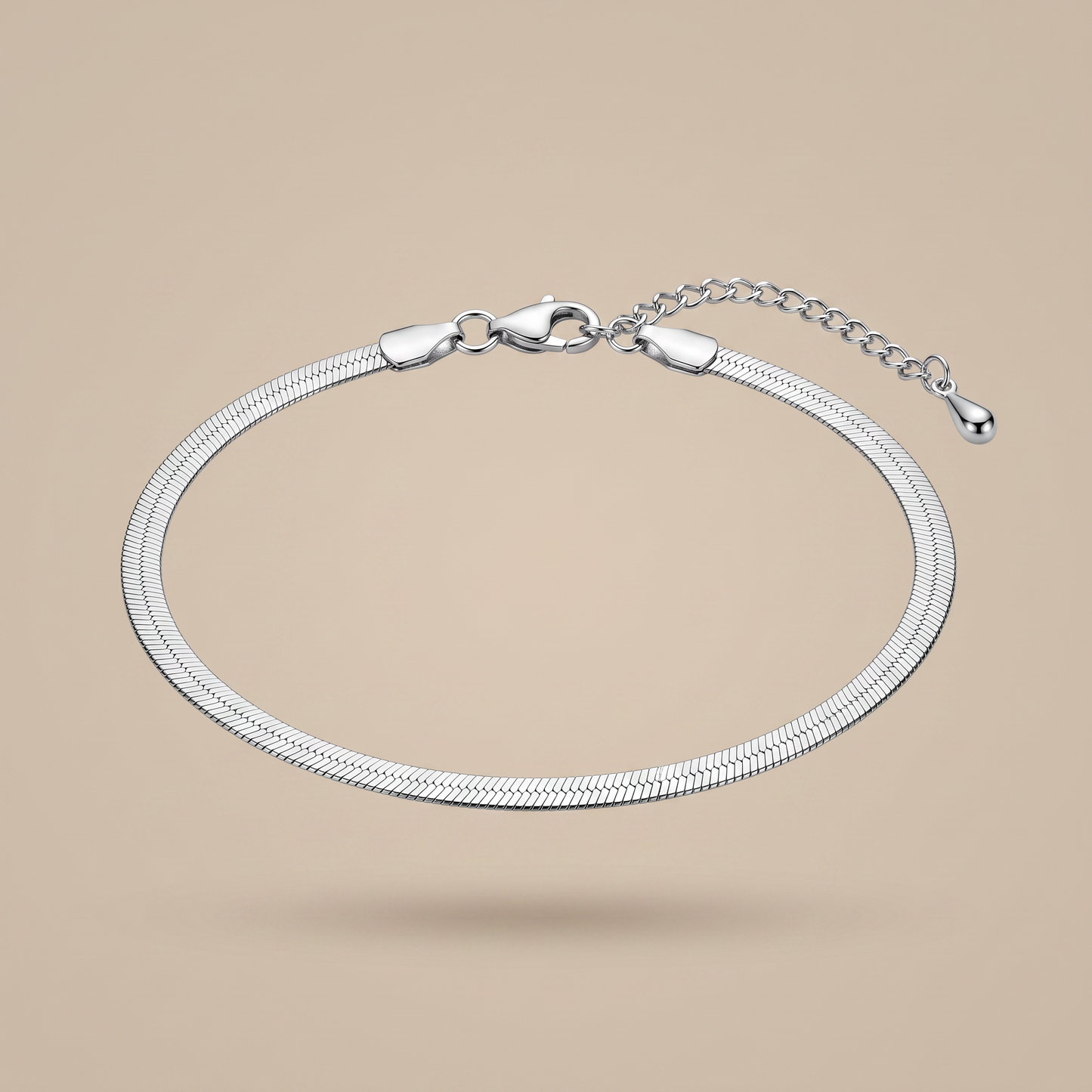 Asea Tarifa Herringbone Chain Anklet — Silver Color