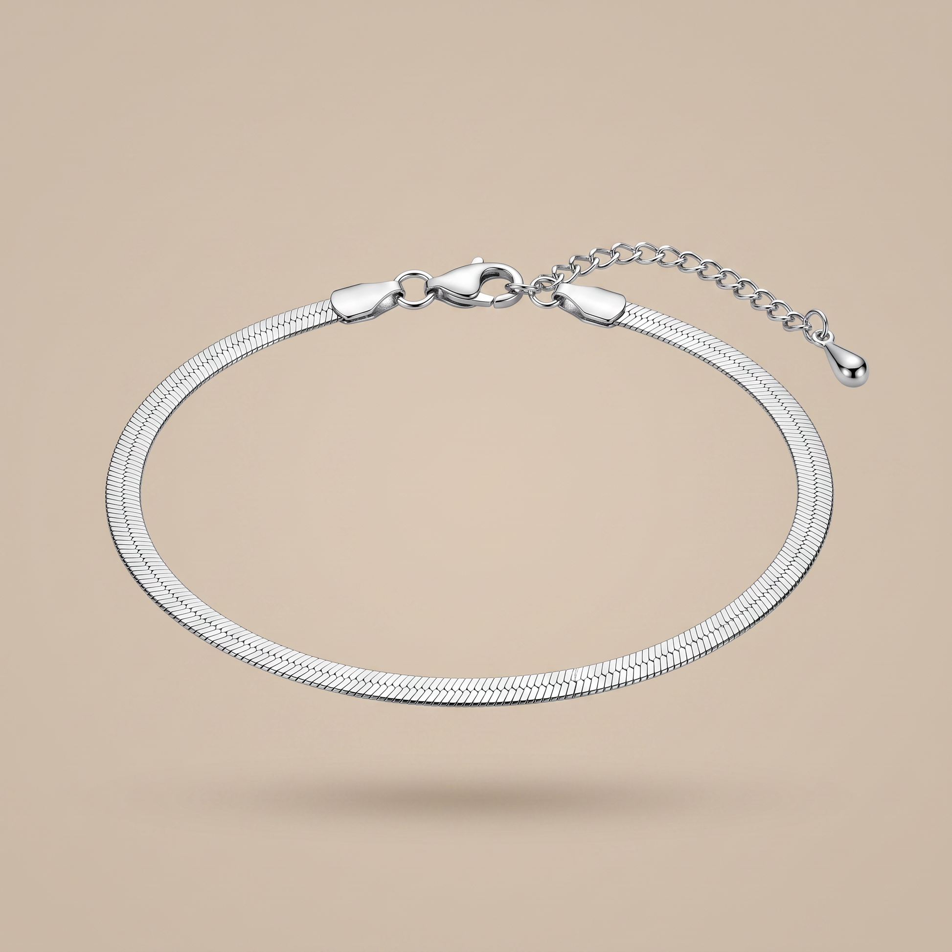Asea Tarifa Herringbone Chain Anklet — Silver Color