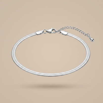 Asea Tarifa Herringbone Chain Anklet — Silver Color