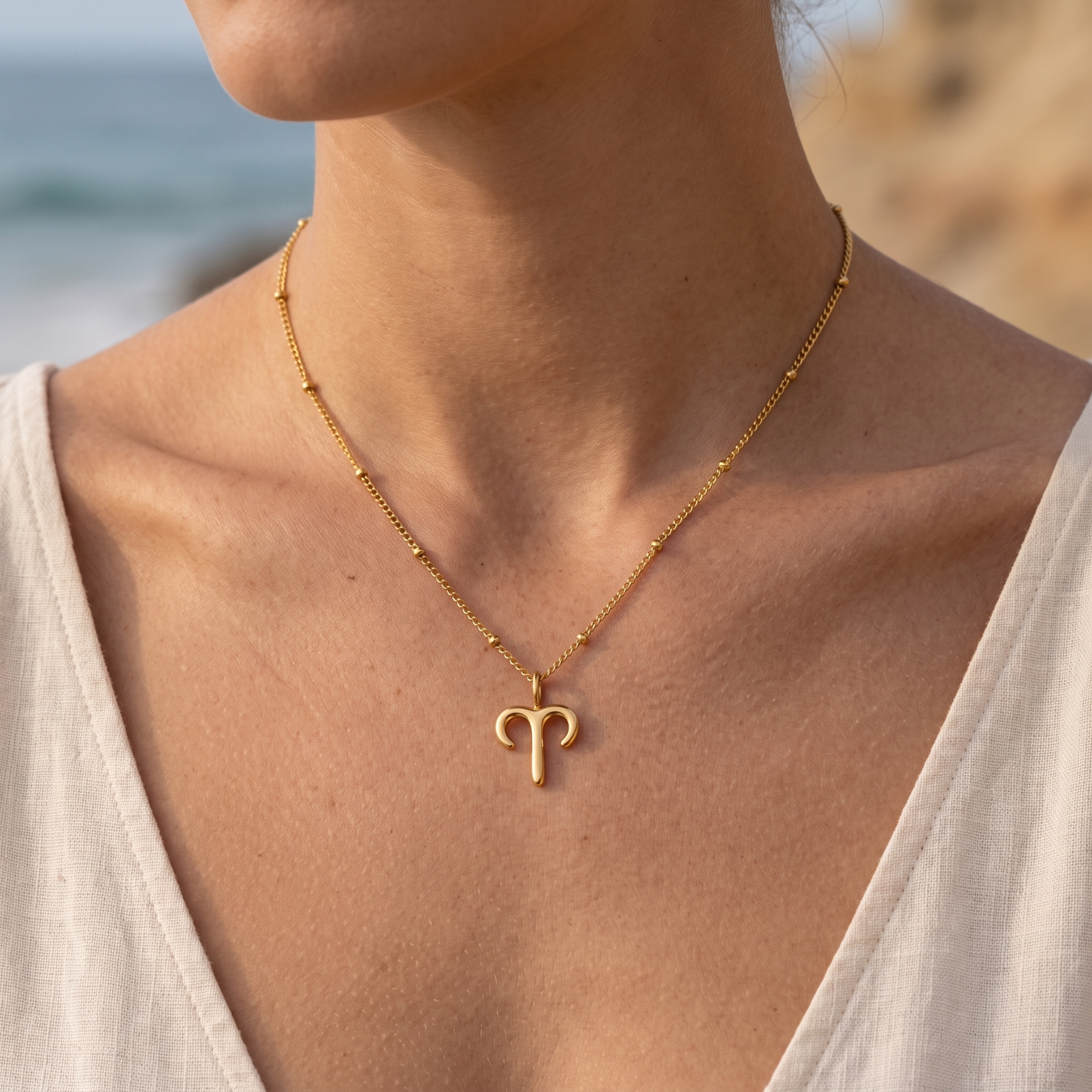 Asea Zodiac Sign Charm Necklace — worn by model