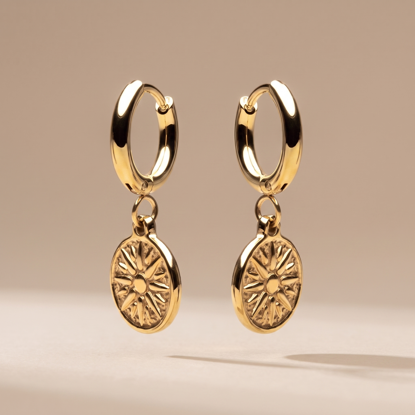 Asea Mini Sun Hoop Earrings — front view
