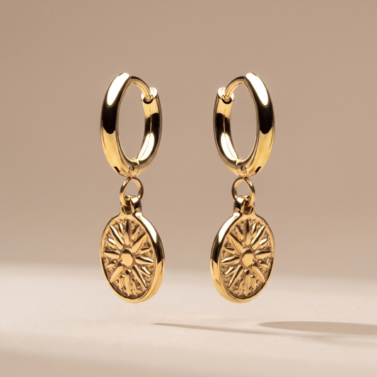 Asea Mini Sun Hoop Earrings — front view