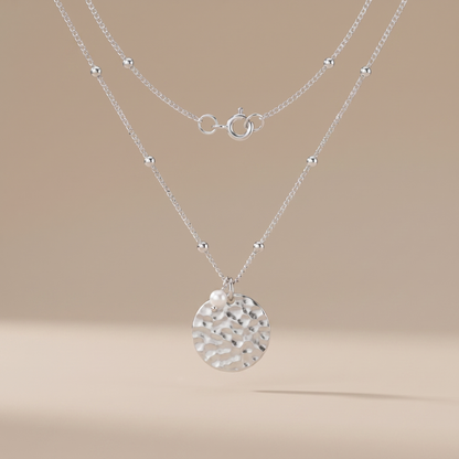 Asea Island Coin & Pearl Necklace — Silver Color