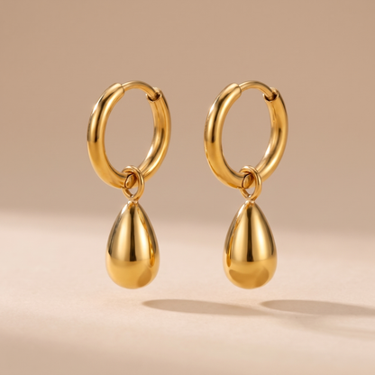 Asea Sculpted Drop Hoop Earrings — front view