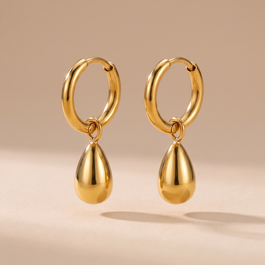 Asea Sculpted Drop Hoop Earrings — front view