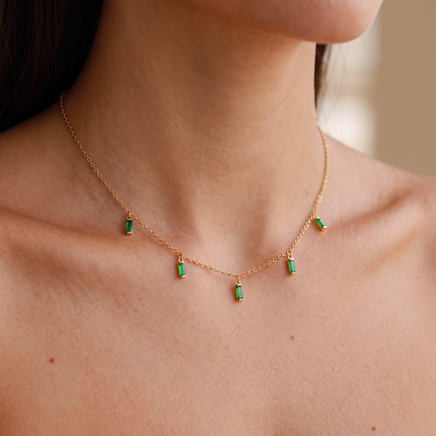 Asea Rain of Emeralds Drop Choker — worn by model