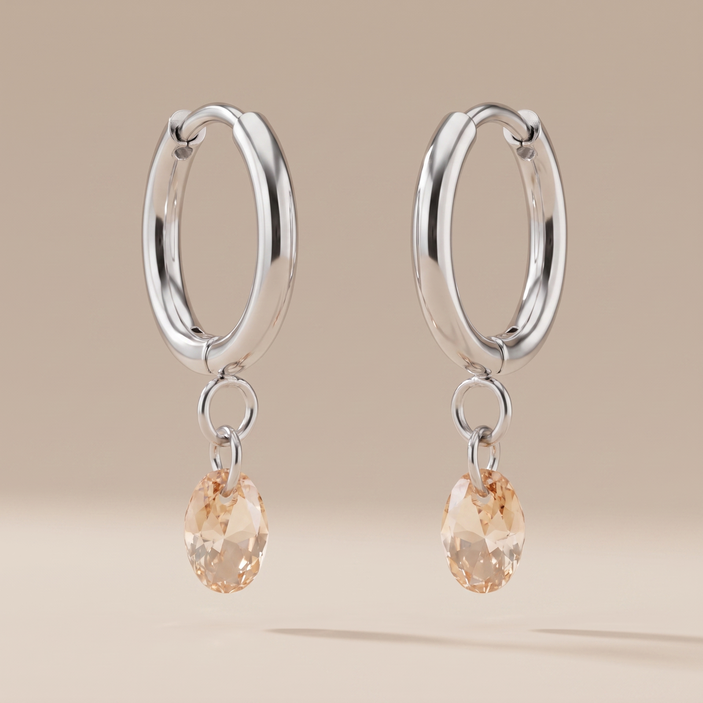 Asea Rosé Stone Drop Hoops — Silver color