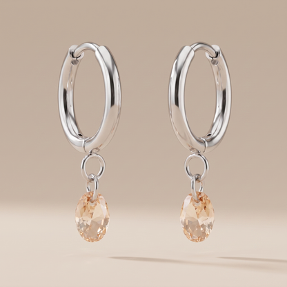 Asea Rosé Stone Drop Hoops — Silver color