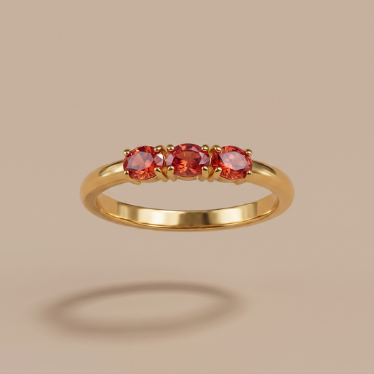 Asea Raspberry Trio Ring — front view