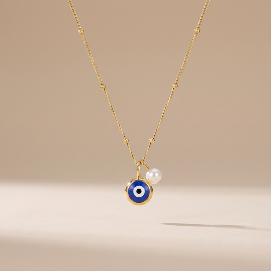 Asea Evil Eye Pearl Necklace — front view