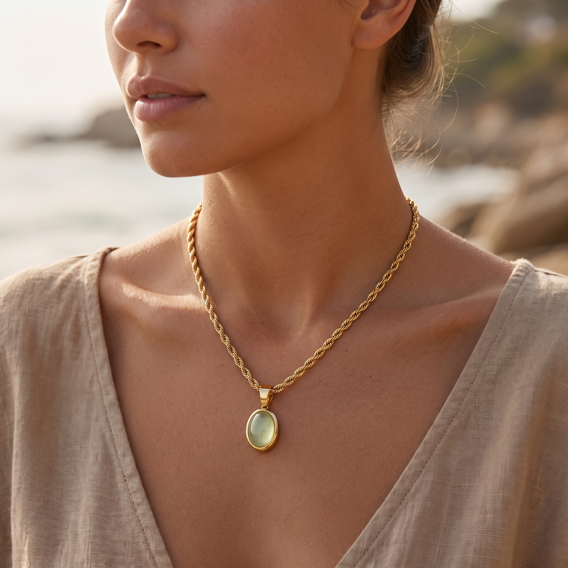 Asea Vela Aventurine Necklace — worn by model