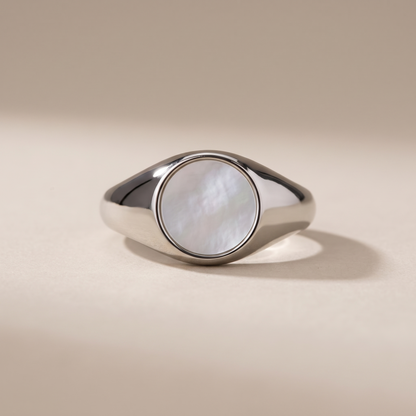 Asea Mother-of-Pearl Statement Ring — Silver Color
