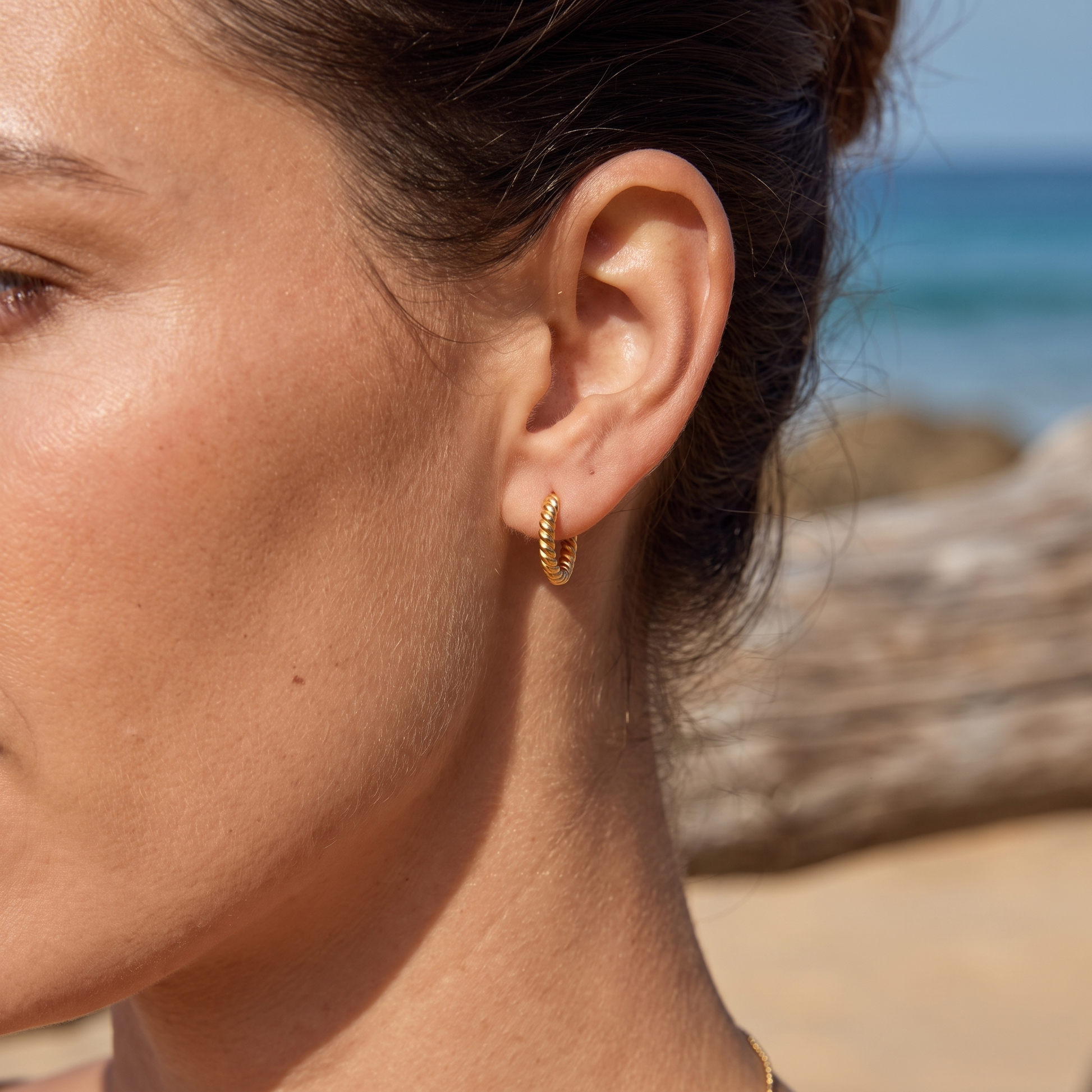 Asea Rope Twist Hoops — worn by model
