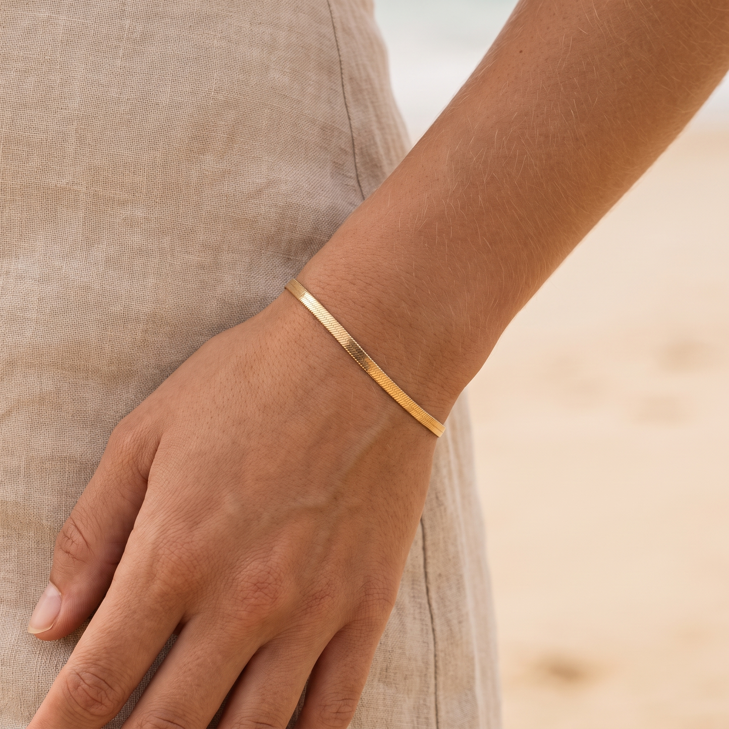 Asea Tarifa Herringbone Chain Bracelet — worn by model