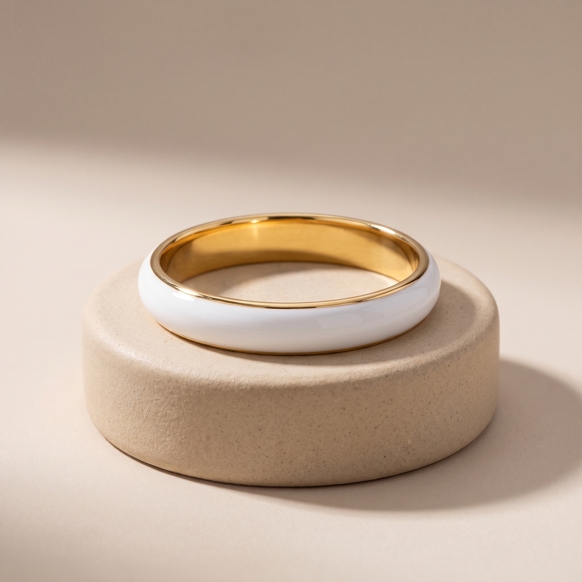 Asea White Enamel Stacker Ring — angle