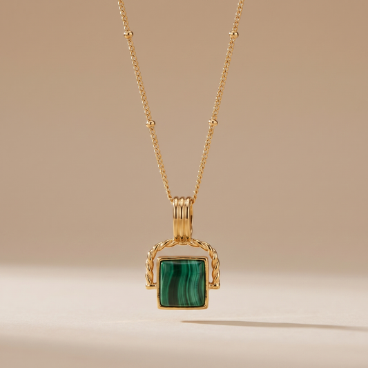 Asea Malachite Pendant Necklace — front view