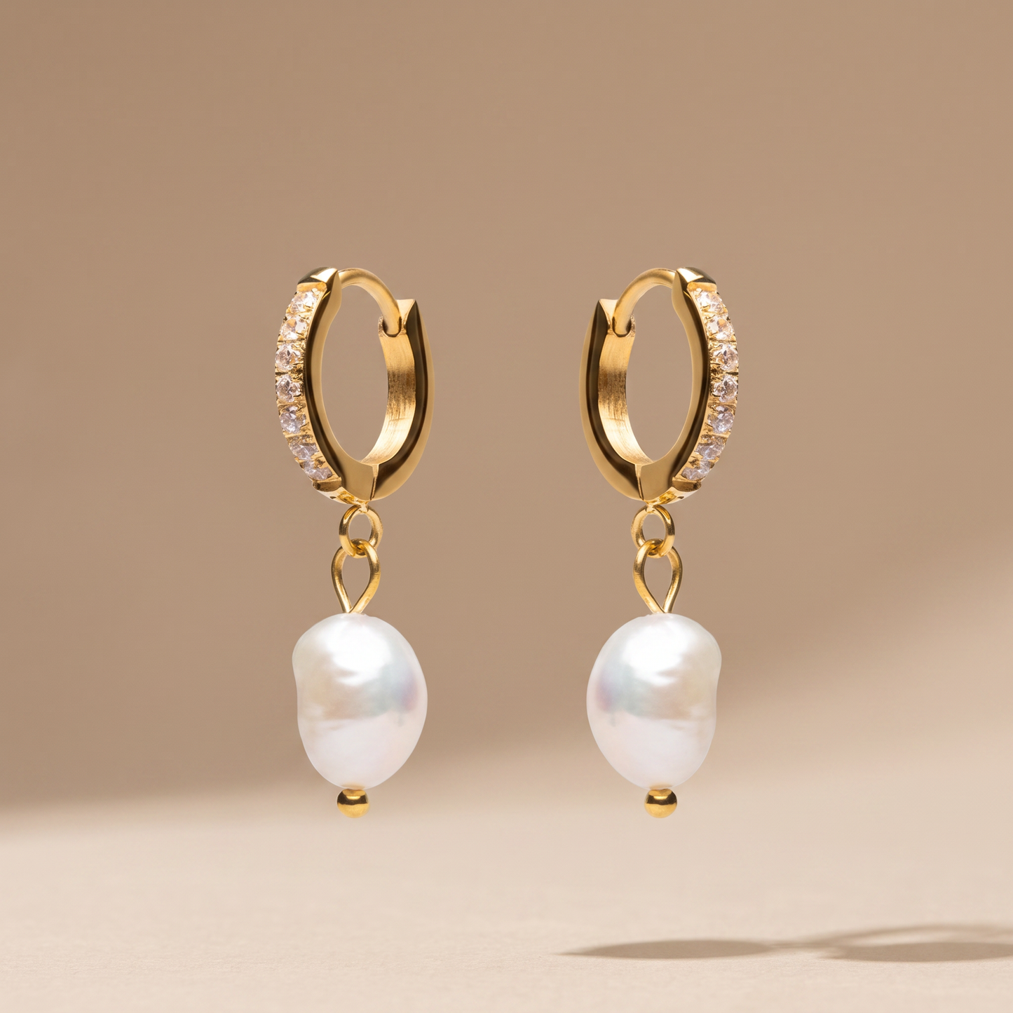 Asea Freshwater Pearl Drop Hoops — front view