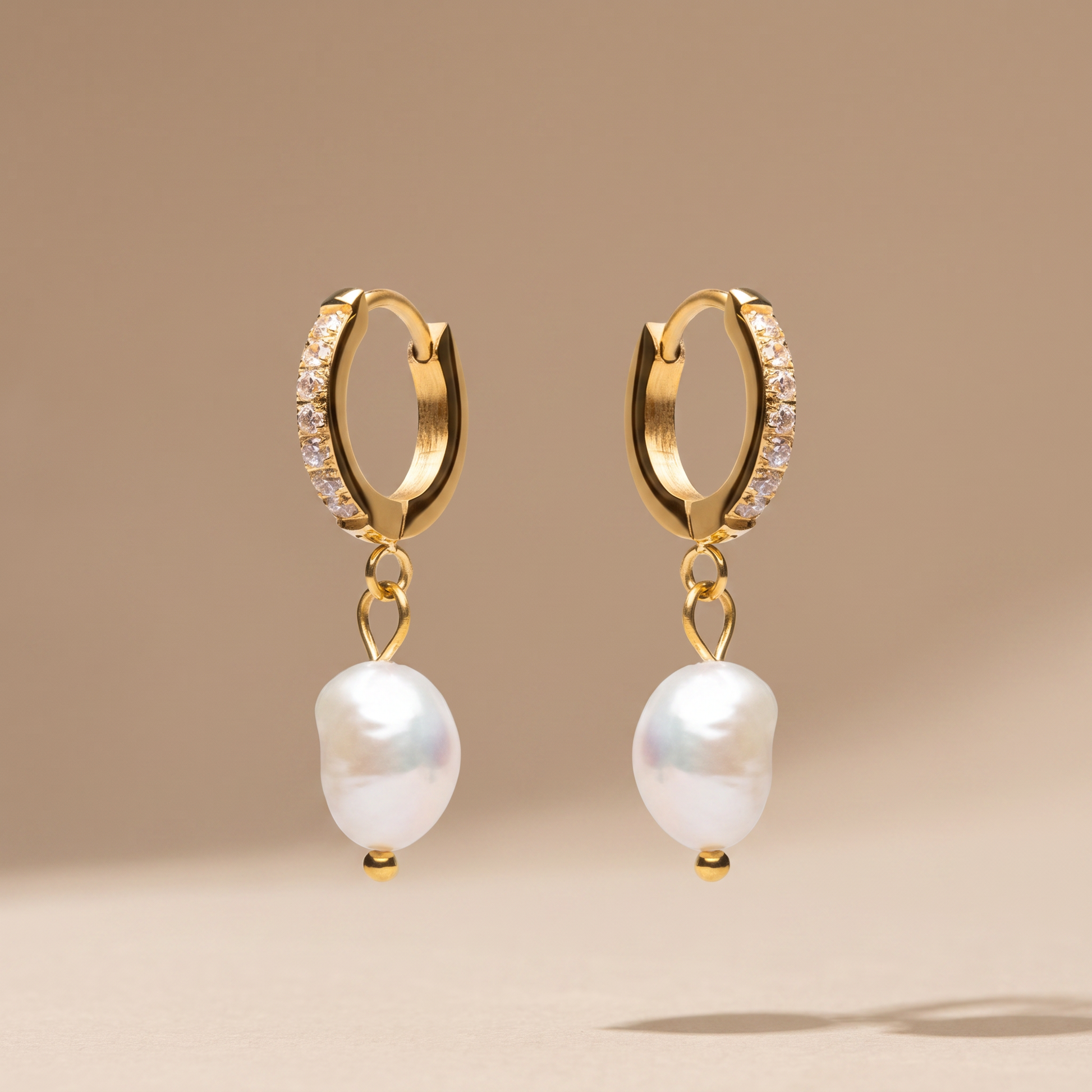 Asea Freshwater Pearl Drop Hoops — front view