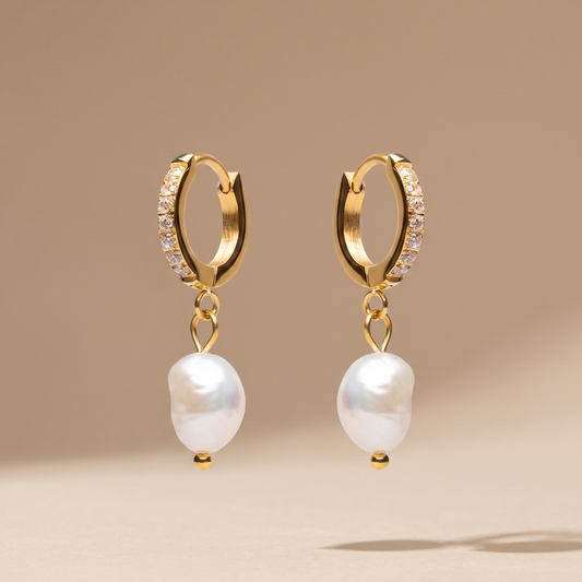Asea Freshwater Pearl Drop Hoops — front view