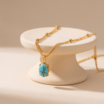 Asea Turquoise Stone Necklace — angle