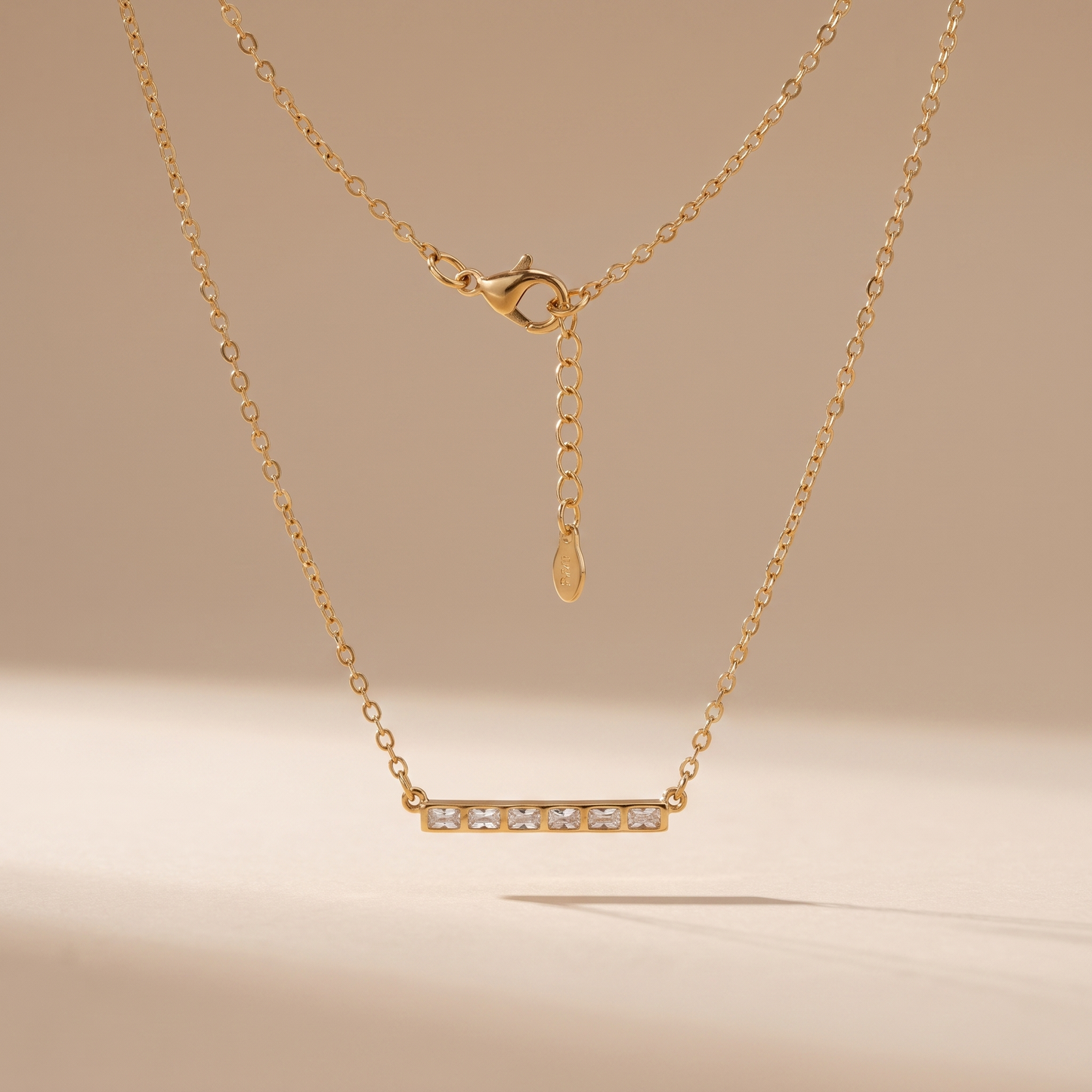 Asea Baguette Line Zircon Necklace — front view