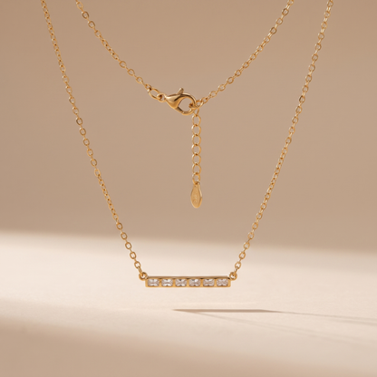 Asea Baguette Line Zircon Necklace — front view