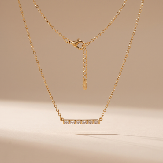 Asea Baguette Line Zircon Necklace — front view