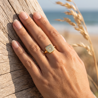 Asea Lumina Starburst Ring — worn by model