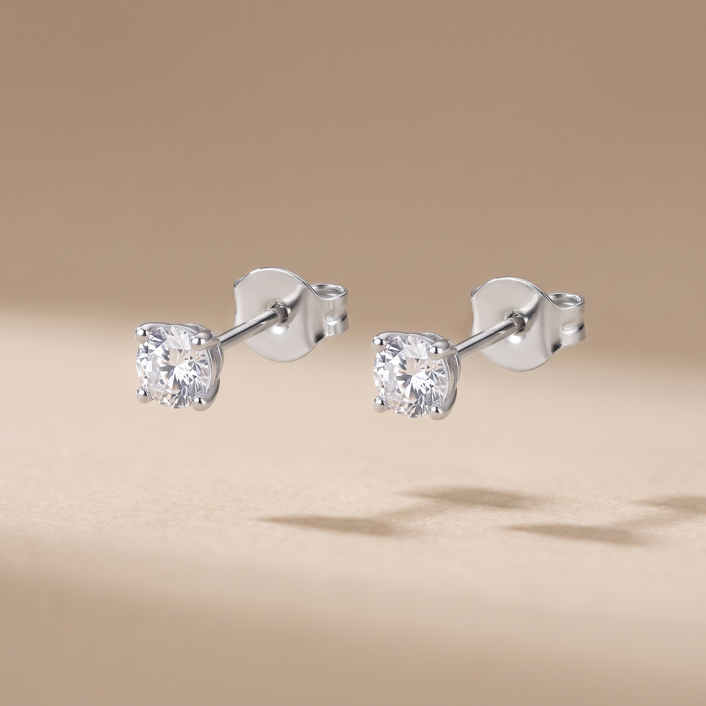 Asea Zircon Solitaire Studs — Silver color