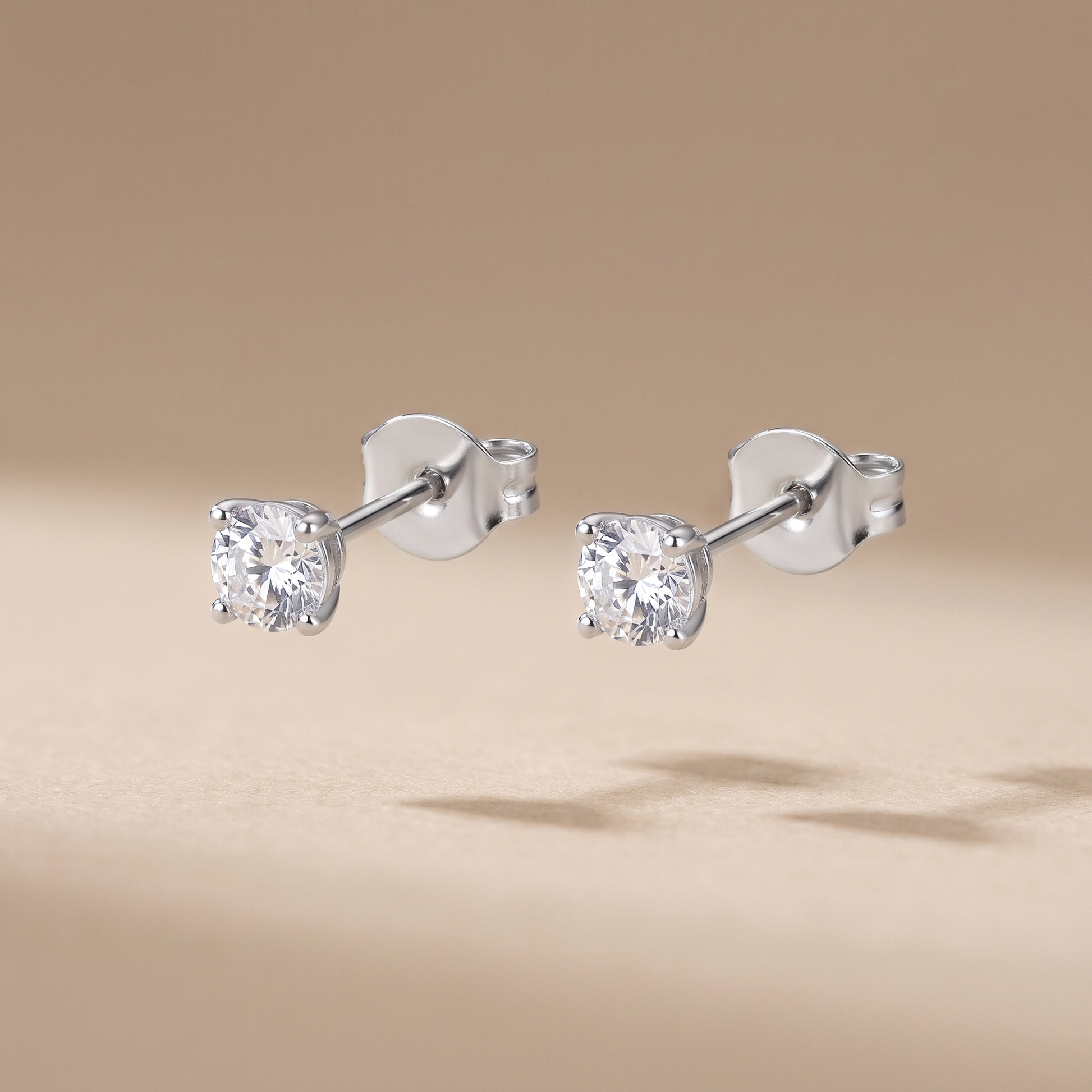 Asea Zircon Solitaire Studs — Silver color