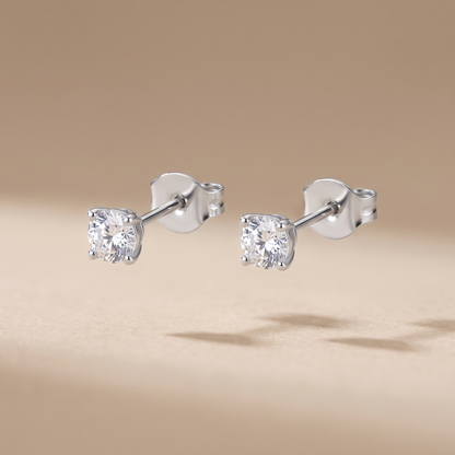 Asea Zircon Solitaire Studs — Silver color