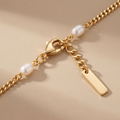 Asea Freshwater Pearl Chain Anklet — close-up detail