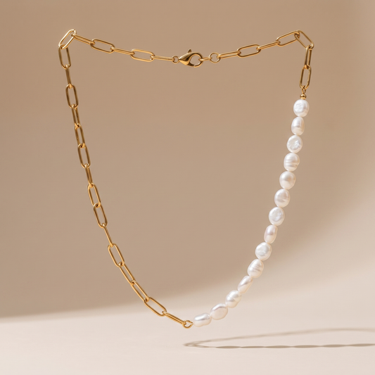 Asea Menorca Pearl Paperclip Necklace — front view