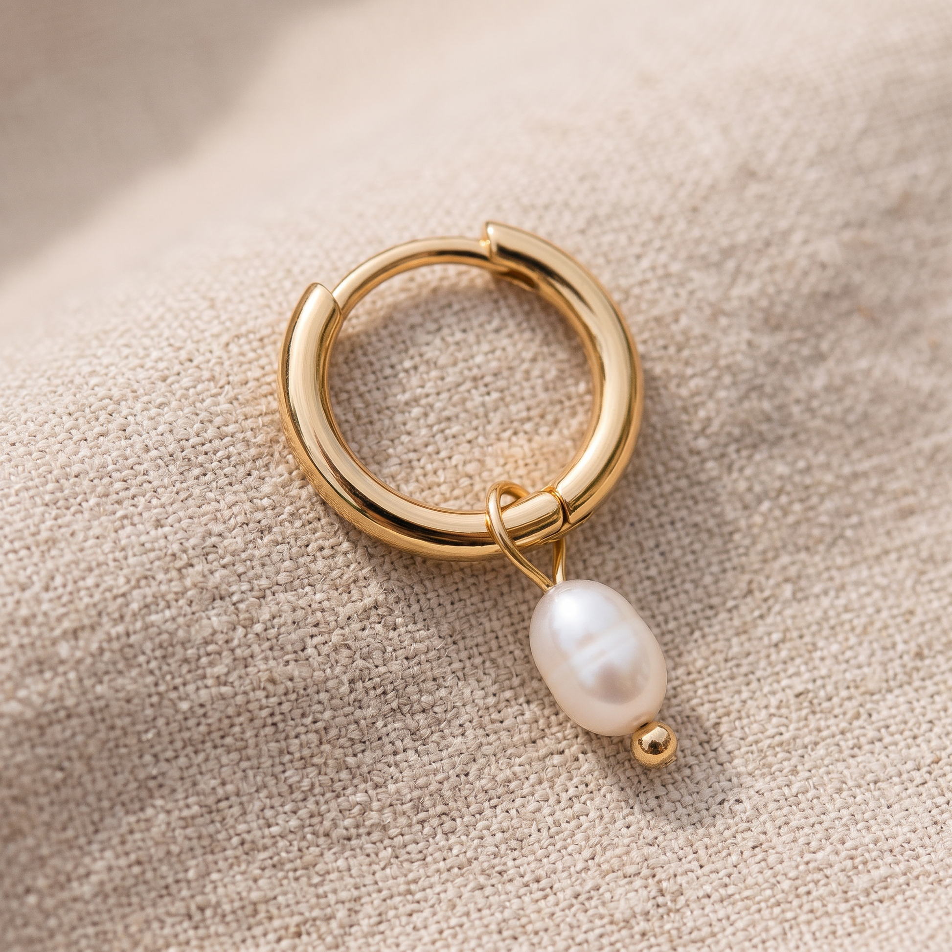Asea Freshwater Pearl Huggies — close-up detail