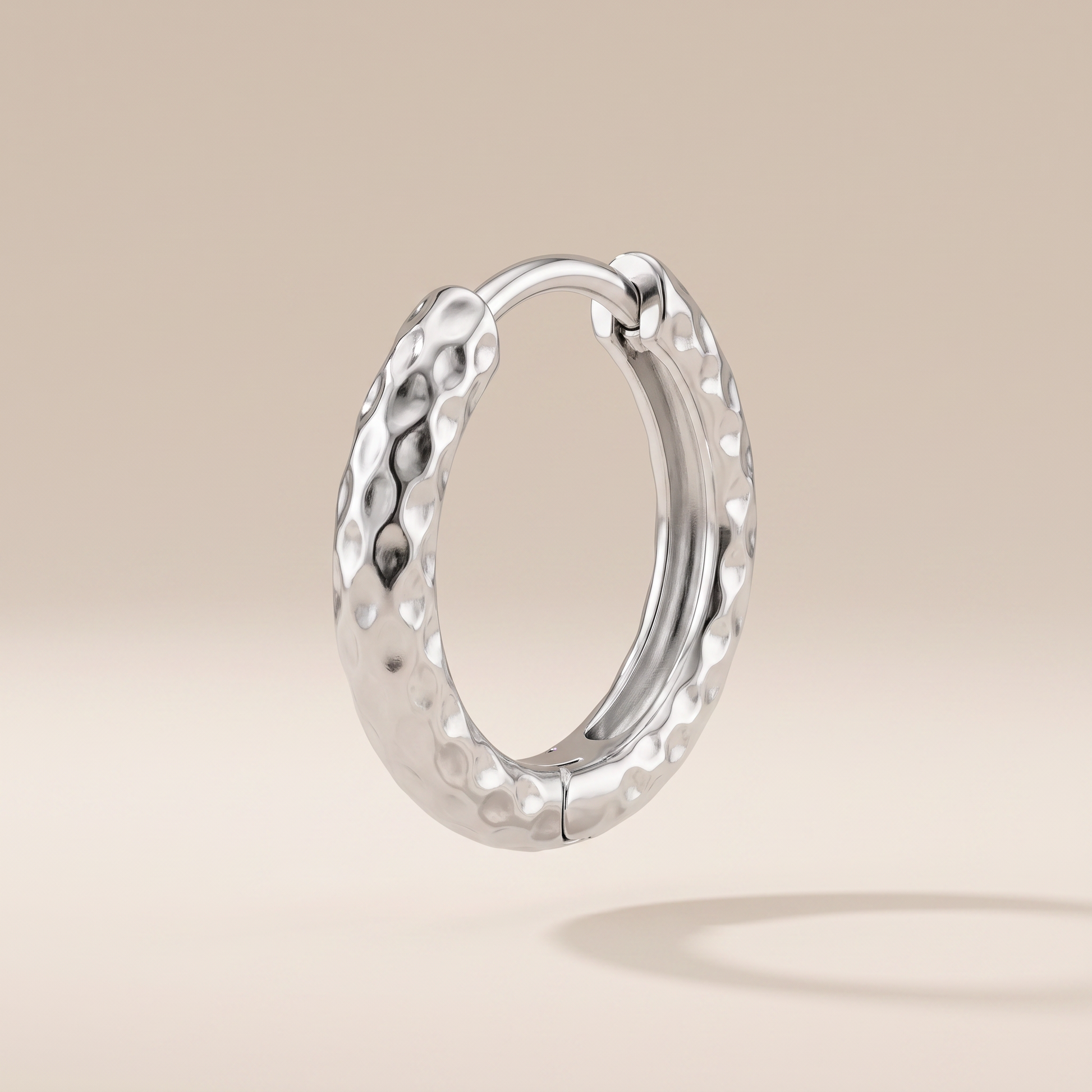 Asea Hammered Gold Hoops — Silver Color