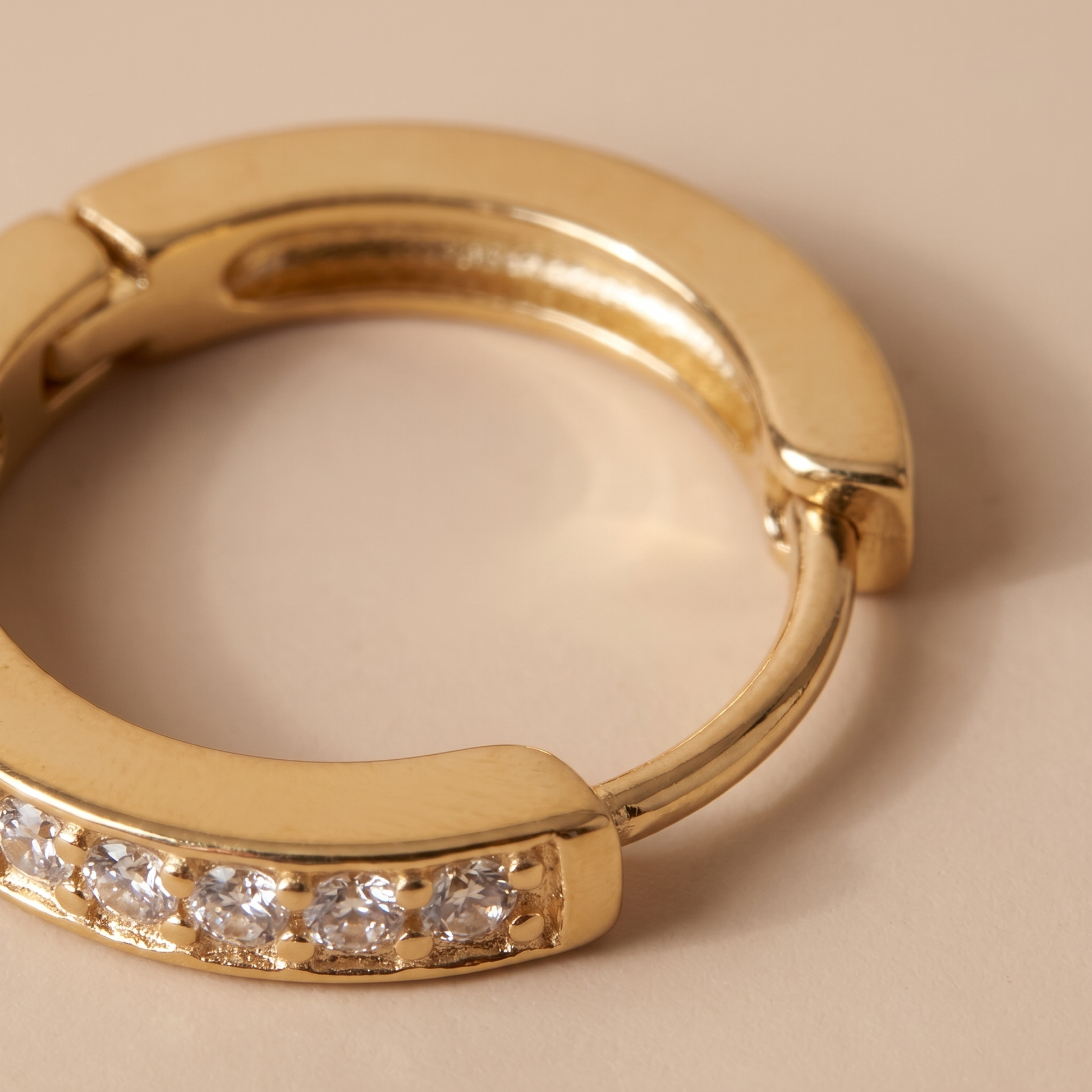 Asea Mini Zircon Gold Hoops — close-up detail