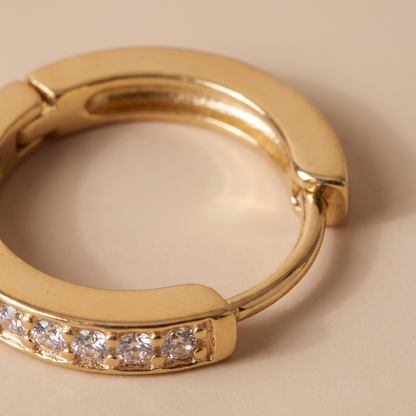 Asea Mini Zircon Gold Hoops — close-up detail