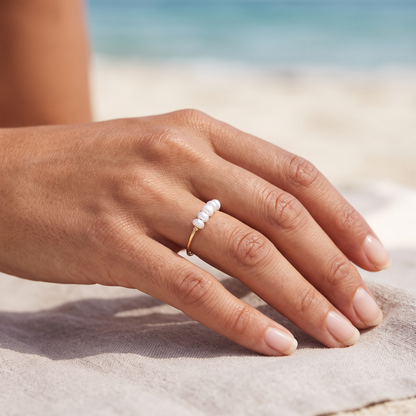 Asea Petite Pearl Row Ring — worn by model
