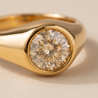 Asea Sunglow Zircon Signet Ring — close-up detail