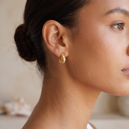 Asea Nautilus Spiral Earrings — worn by model