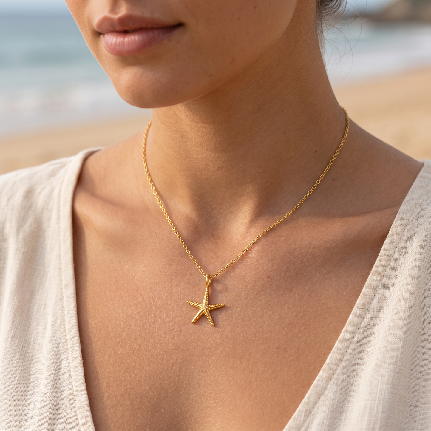Asea Starfish Charm Necklace — worn by model