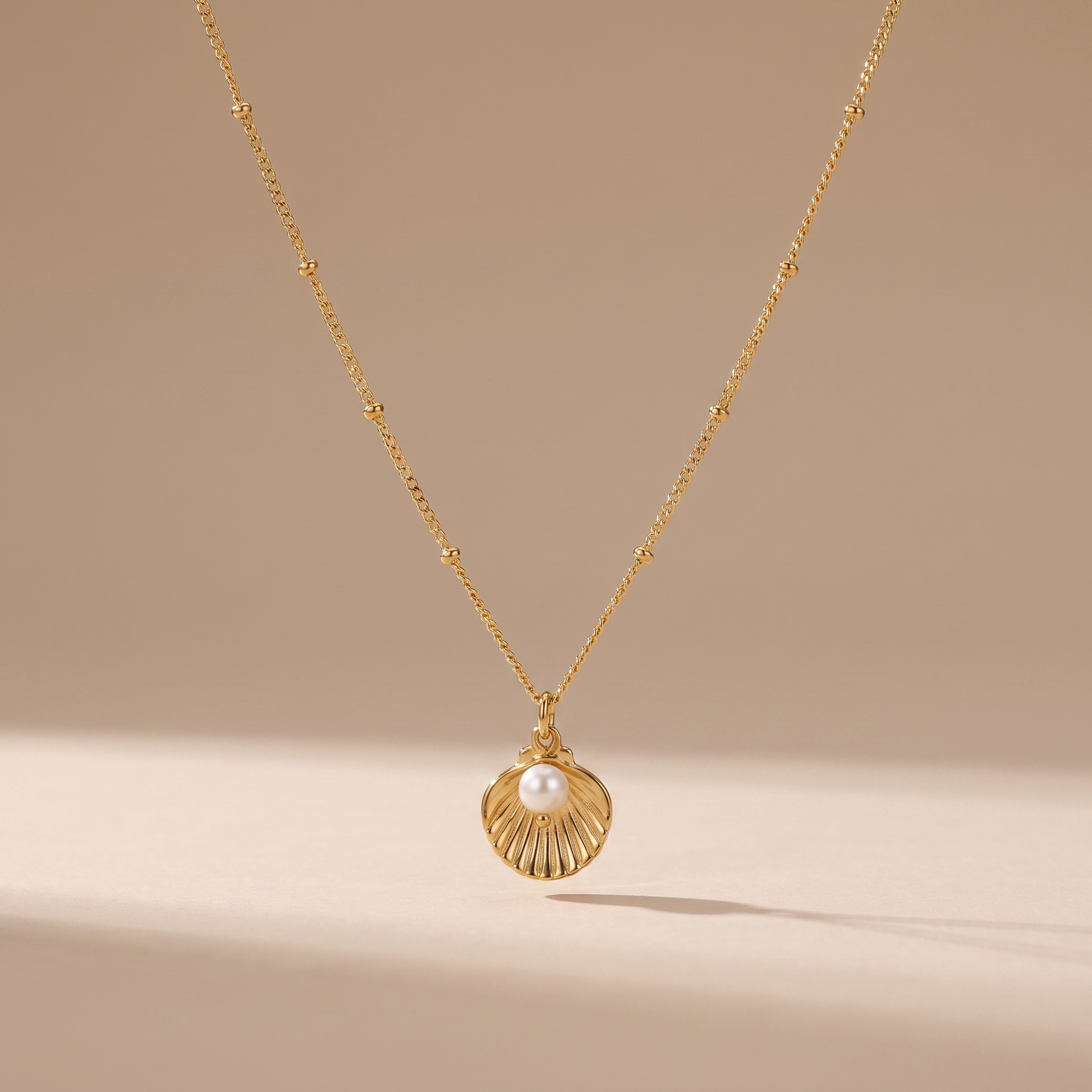 Asea Seashell Pearl Necklace — front view