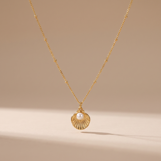 Asea Seashell Pearl Necklace — front view