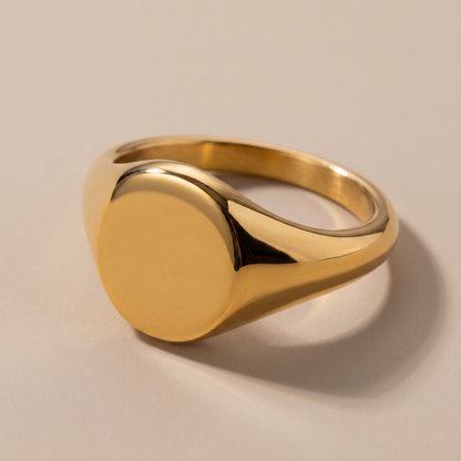 Asea Polished Oval Signet Ring — close-up detail