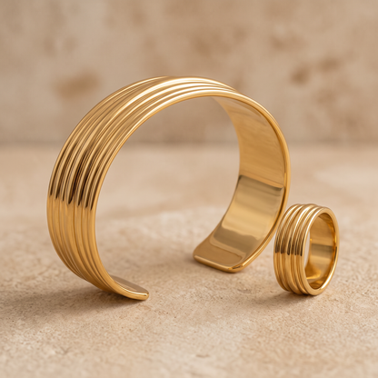 Asea Contour Sculptural Cuff — close-up detail